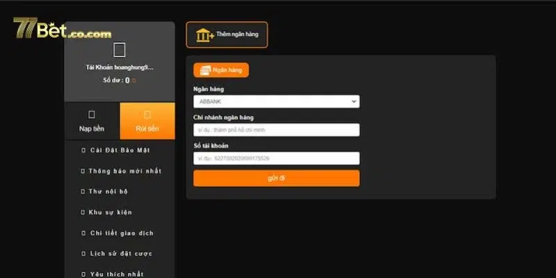 Các bước rút tiền nhanh - gọn tại 77BET.